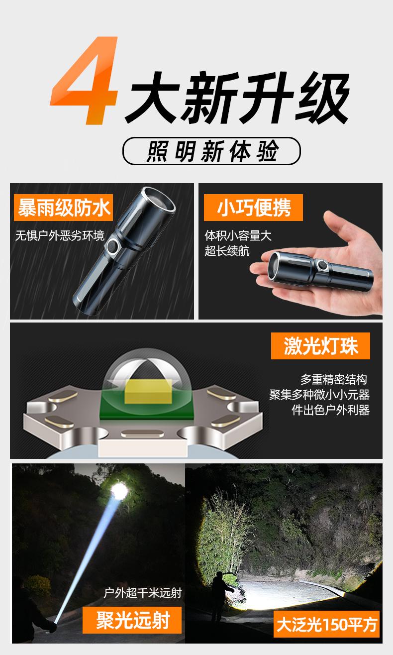 outdoor adjustable 2000 Lumen battery powered Rechargeable LED portable work flashlight
