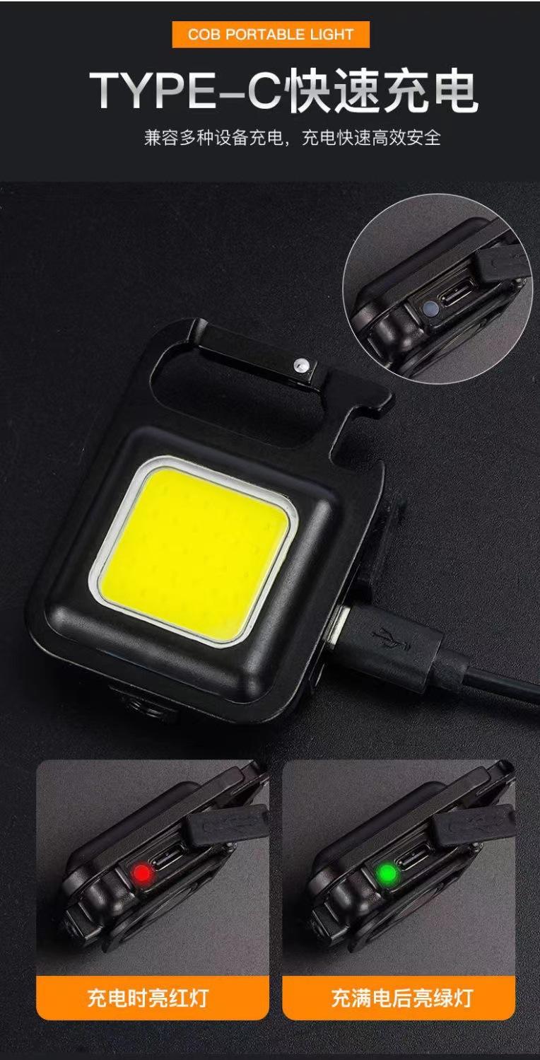 portable rotating adjustable cordless Rechargeable magnetic COB LED mini pocket mechanic keychain work flashlight for camping