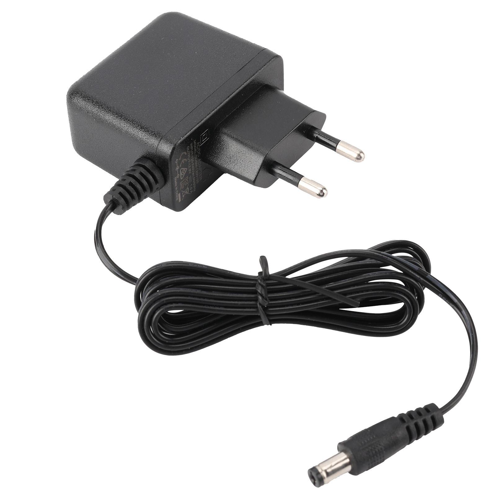 black universal AC to DC 12V 1A 12W power adapter with 2 pin european wall plug, power cord and male barrel connector