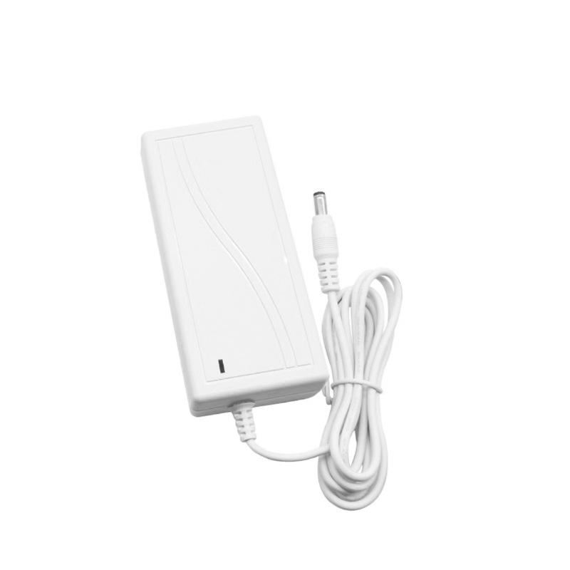 white DC 12V 7A 84W universal desktop AC adapter with male barrel connector and LED indicator for computer