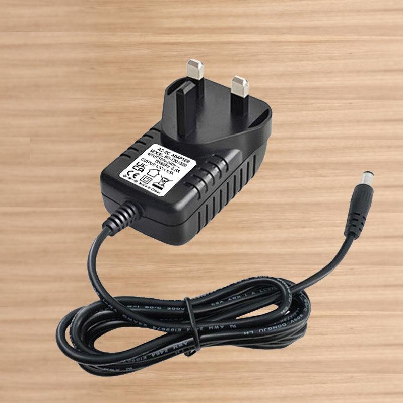 black universal AC to 24V 0.4A 9.6W DC power adapter with 3 pin british wall plug and USB Type-C connector for router