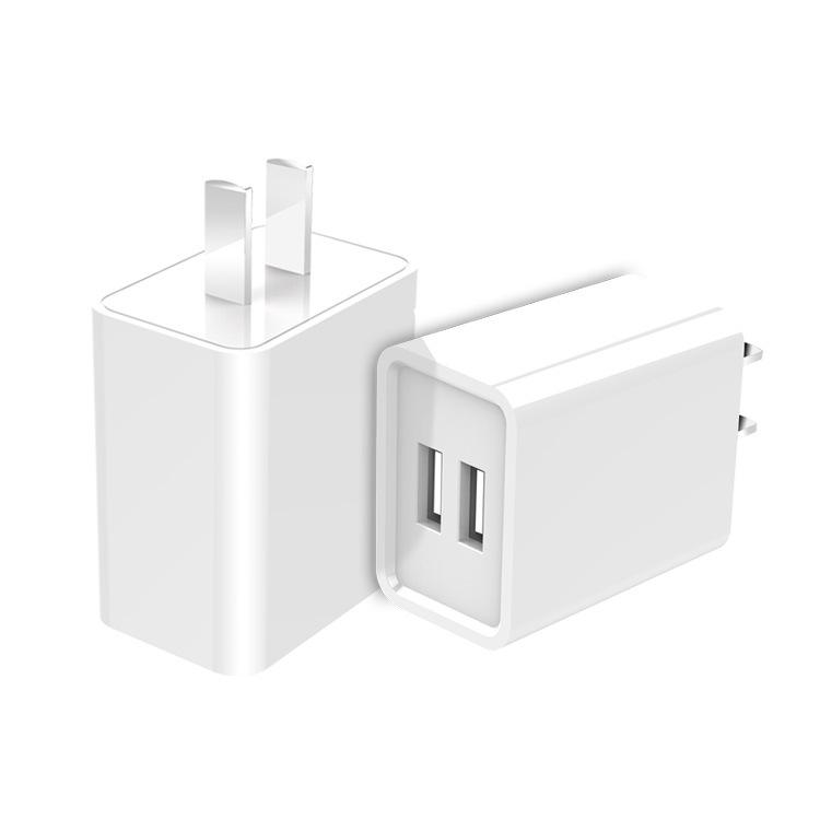 universal AC to DC 5V 2A 10W 2 port USB travel charger with 2 pin american wall plug and fast charging for mobile phone