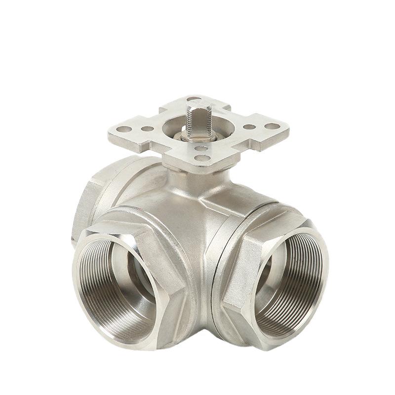 1" 3-way threaded manual stainless steel ball valve
