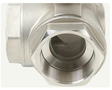 1/2" 3-way threaded stainless steel ball valve