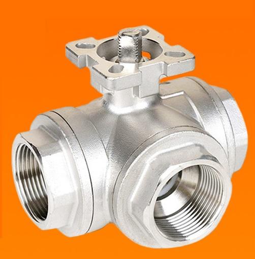 1-1/4" 3-way manual stainless steel ball valve