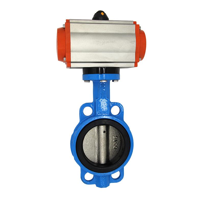 10" wafer butterfly valve with spring return pneumatic actuator