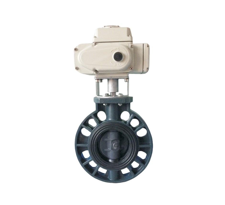 6" PVC electric wafer butterfly valve