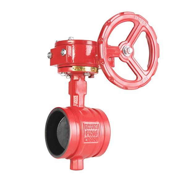 2" ductile iron gear operated grooved butterfly valve