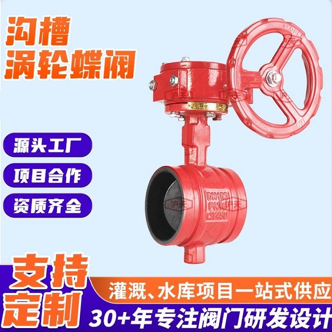3" CF8M stainless steel gear operated grooved butterfly valve