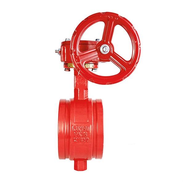 5" worm gear operated ductile iron grooved butterfly valve